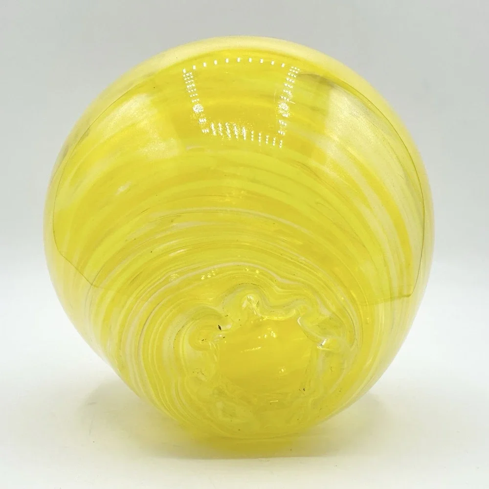 Hand Blown Yellow Art Glass Orb Boise ID USA Part Of Bird Feeder?